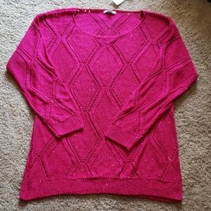 New york and co stitched sequin sweater sz XL